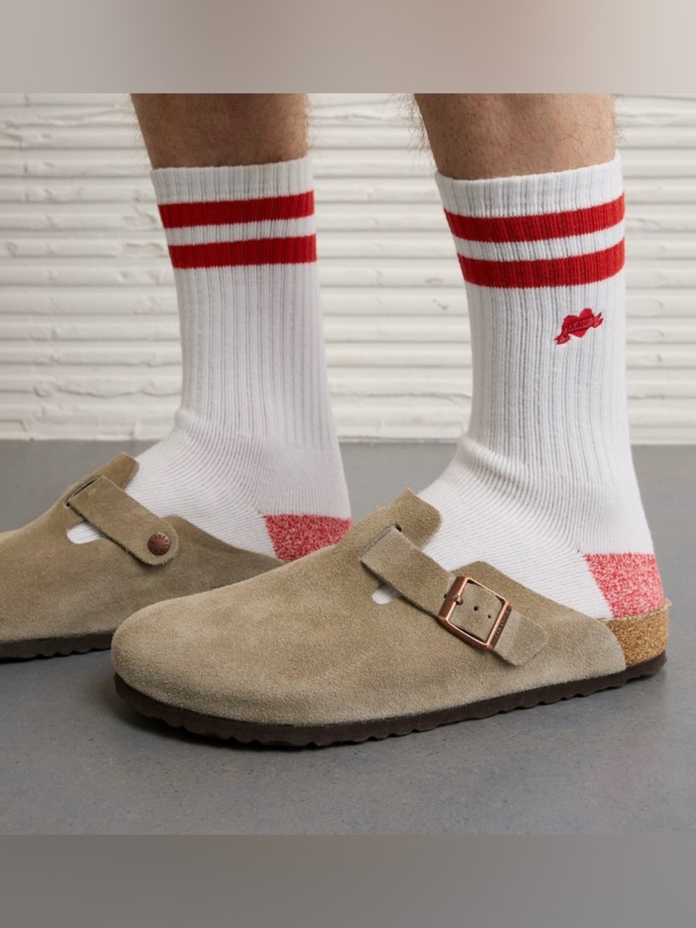 American Eagle Outfitters White Crew Socks with Red Stripes - Picture 2 of 4